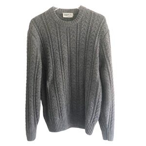 Huckberry Gray Cable Knit Crewneck Sweater